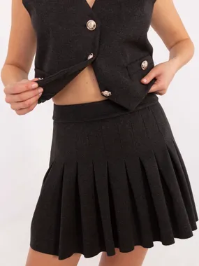 Women's dark gray pleated skirt