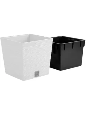 FURU SQUARE LOW flower pot - white