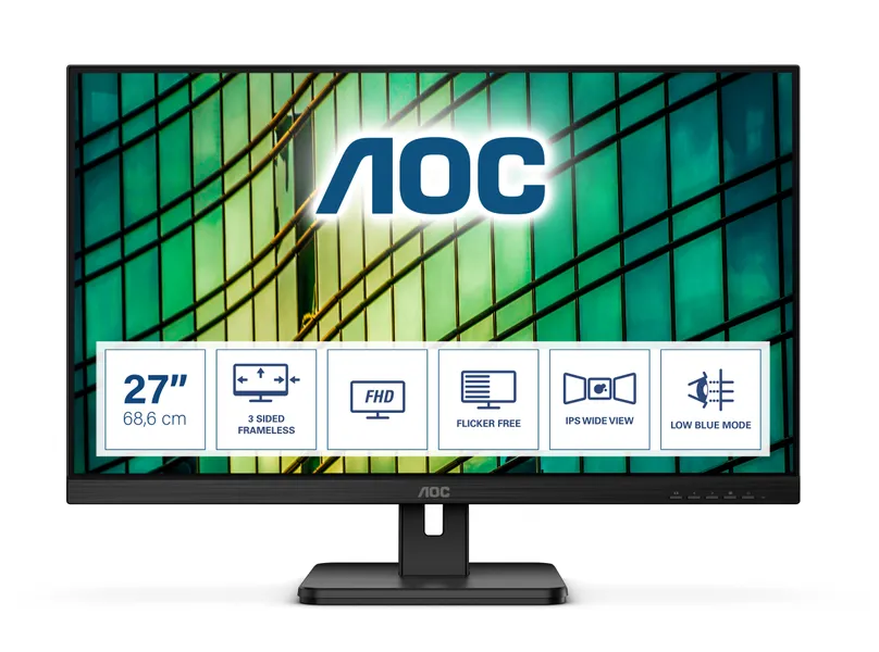 AOC E2 27E2QAE datora monitors 68,6 cm (27") 1920 x 1080 pikseļi Full HD LCD melns