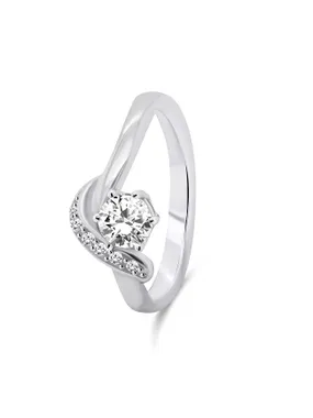 Elegant silver ring with zircons RI048W