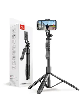 Aluminium selfie stick Bluetooth tripod black