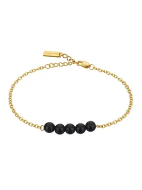 Charming gold plated bracelet with black pearls WB1059G