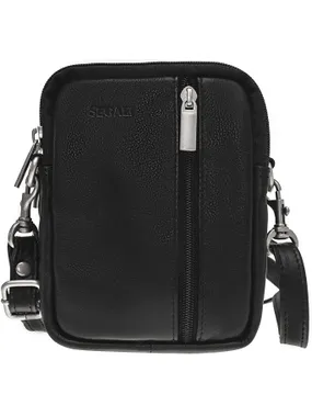 Men's leather crossbody bag 6032 Black