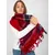 Red women's scarf with fringes.