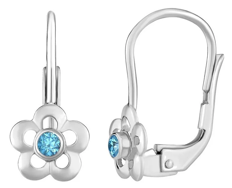 Forget-me-not silver earrings with natural blue Swarovski ® topaz Gemstones SILVEGOB70164B