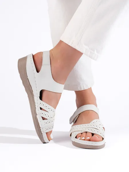 Women's white velcro sandals