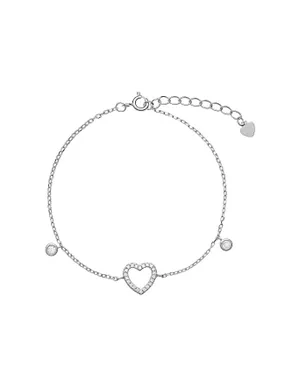 Silver bracelet with a heart and zircons AJNR0012