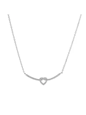 Silver necklace with glittering heart AJNA0006
