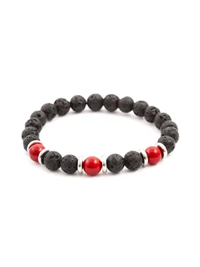 Beaded bracelet made of lava stone and howlite MINK55