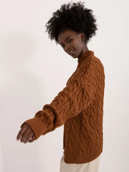 Women's Brown Cable Sweater