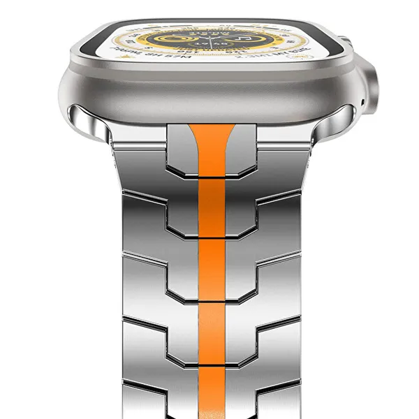 Iron Man Steel Pull for Apple Watch 42/44/45/49mm - Silver/Orange