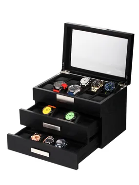 Rothenschild Watch Box RS-2350-30BL for 30 Watches Black