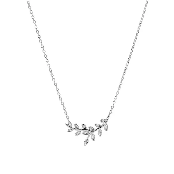 Silver necklace with zircons Branch AJNA0017