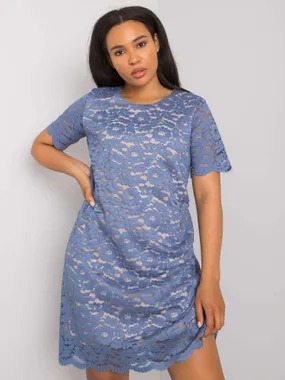 Blue plus size lace dress.