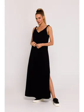 M791 Maxi dress with a deep neckline on the back - black