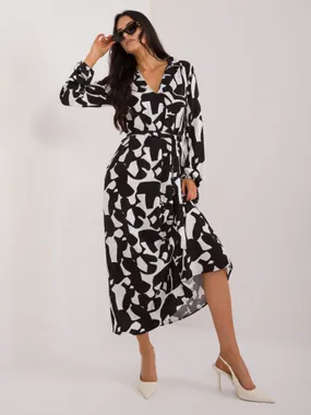 Women's black dress with a print