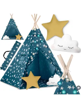 TIPI tent for children with nukido lights - blue
