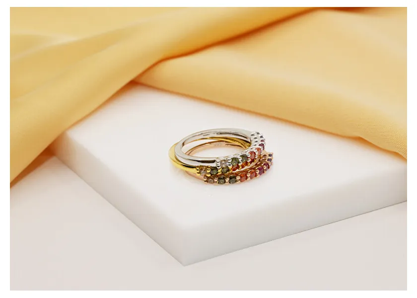 Decent gold-plated ring with colored zircons RI063Y