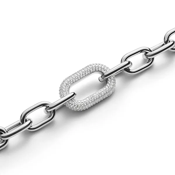 Luxury steel necklace with crystals Crystal Link DW00400607