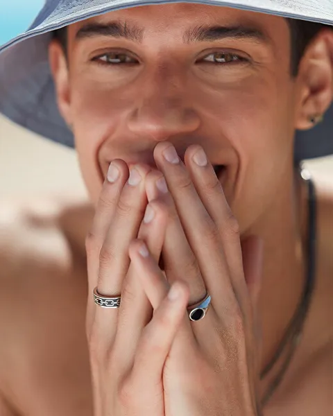 Massive steel ring for men Ripple SRP37