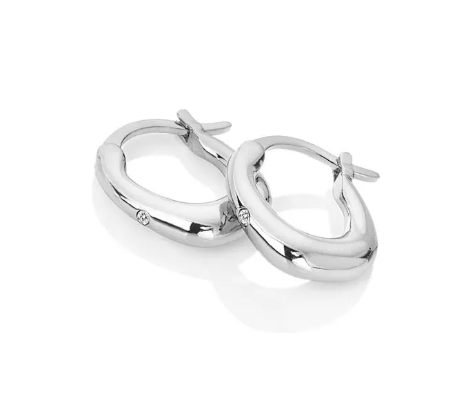 Huggies silver earrings with diamonds DE693