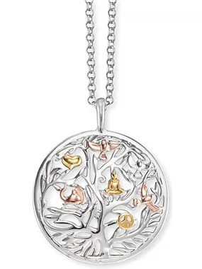 Silver tricolor necklace Tree of Life ERN-TREE-TRICO