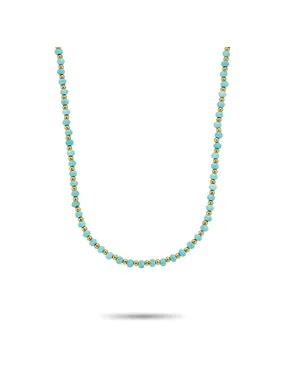 Bead Necklace Mix Turquoise Gold RR-NL047-G-40