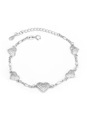 Silver bracelet with sparkling hearts AGB783/21