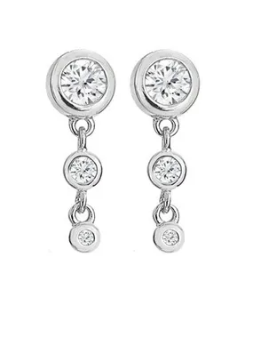 Elegant silver dangle earrings with diamonds Tender DE748