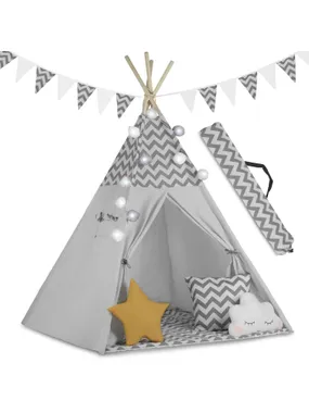 Tipi tent for children with nukido lights - gray