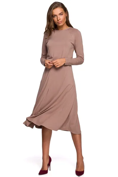 S234 Dress with a flared bottom - cappuccino