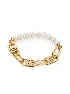 Gold plated bracelet with synthetic pearls Fashion LJ2234