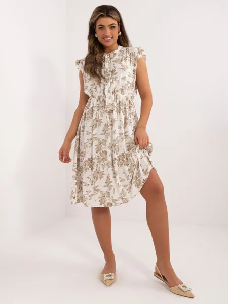 Women's white and beige Printed dress