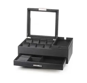 Rothenschild RS-LF8WB2V-BL Watch And Accessory Box Made Off Imitation Leather [6] Black With Drawer