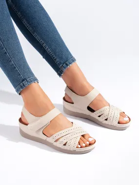 Women's beige velcro sandals