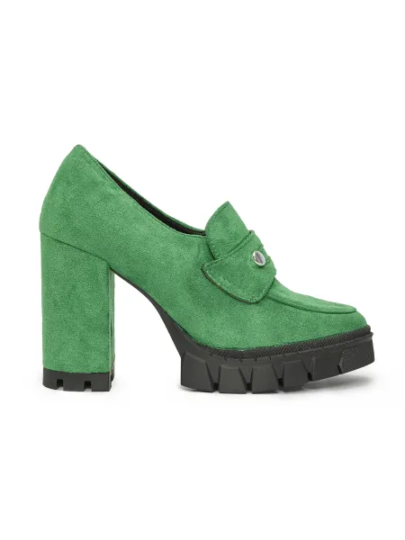 Green women's high heel shoes