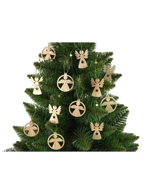 Christmas baubles wooden angels decorations for the Christmas tree 12 pieces