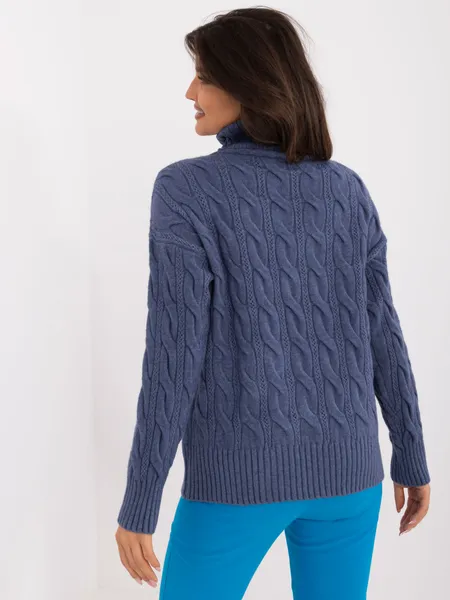 Women's dark blue turtleneck sweater