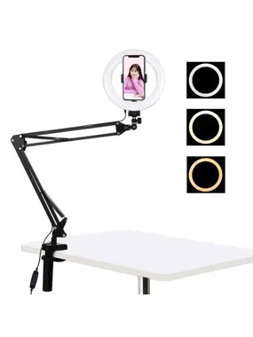 Puluz Desktop arm stand with 20cm LED Vlogging Ring PKT3089B