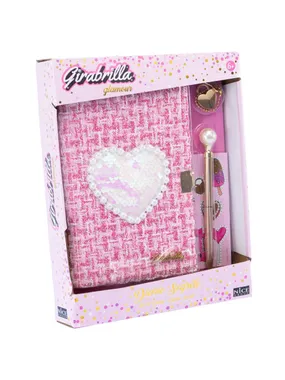 Tweed diary with a sequins heart
