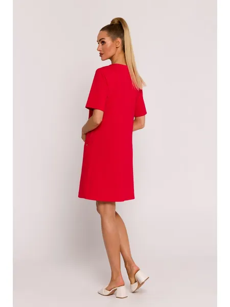 M788 A-line dress with pockets - red