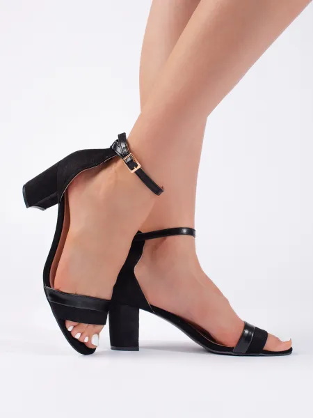 Elegant black women's high-heeled sandals