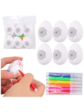 Easter eggs foamed polystyrene for painting markers pattern flower b 6 pcs