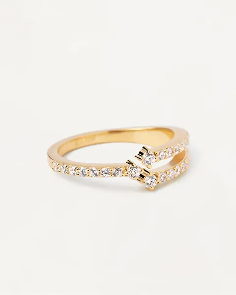 Unique gold-plated ring with clear zircons SISI Gold AN01-865