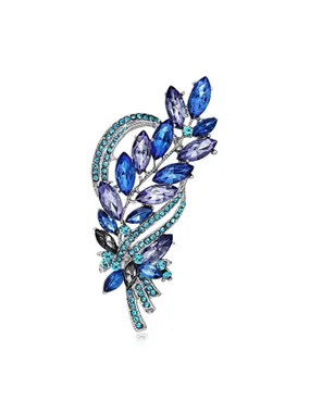 Stunning Brooch with Colorful Crystals Twig Silver