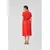 S366 Dress with a stand-up collar and tie at the waist - coral