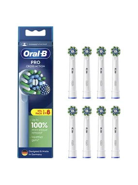 Cross Action White EB50 Replacement Brush Heads 8 PCS.