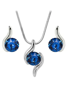A fitting set of Chaton Wave Capri Blue necklaces and earrings