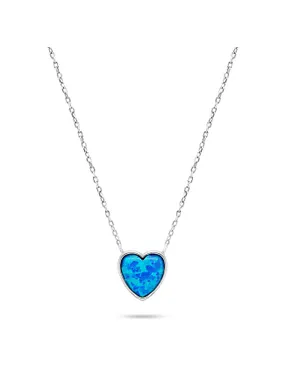 Decent Silver Heart Necklace with Opal NCL74WB