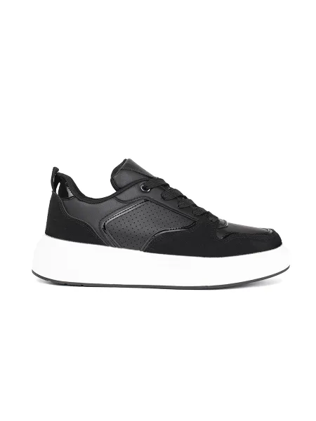 Women's black sneakers with a thick sole